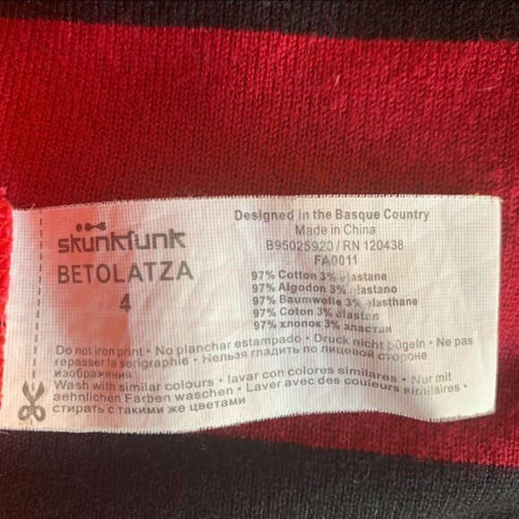 SKUNKFUNK Betolatza Asymmetrical red short dress with blue details Size 4 medium - Picture 11 of 11